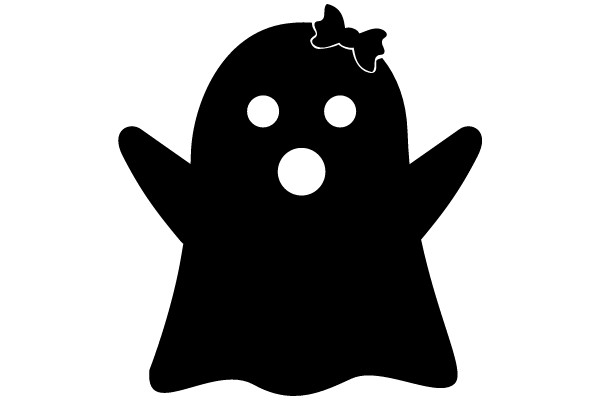 A Silhouette of a Ghost with a Bow on Its Head