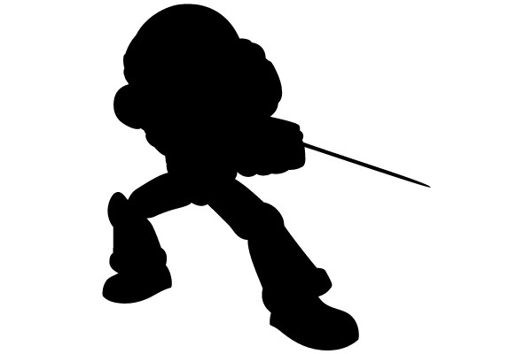 Silhouette of a Pensive Figure with a Stick