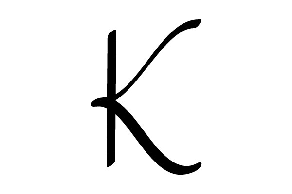 Elegant Black Cursive Letter K