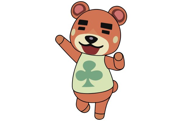 A Cute Cartoon Bear with a Shamrock Shirt and a Happy Expression