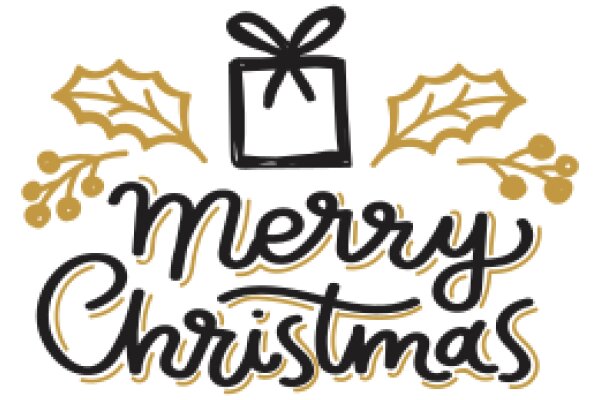 Merry Christmas: A Festive Greeting with a Gift and Holiday Decorations