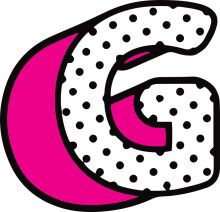 Vibrant Logo Design: A Playful Take on the Letter 'G' with a Pink Background and Dotted Texture