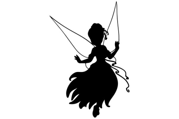 Silhouette of a Fantasy Character with Wings and a Bow