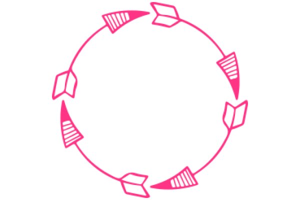 Vibrant Pink Arrow with Stripes and Book Symbols