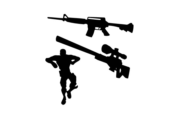 Silhouettes of Military Firearms and a Soldier