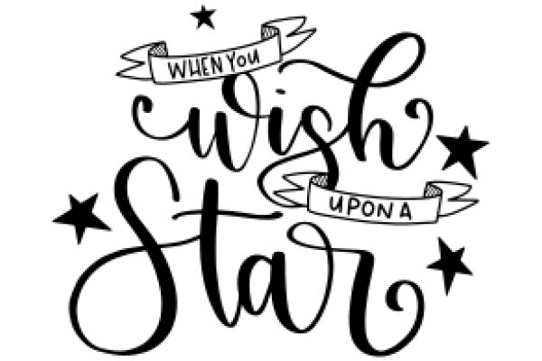 Wish Upon a Star: A Hand-Drawn Illustration of a Star with the Words 'When You Wish Upon a Star' Written in Stylish Lettering
