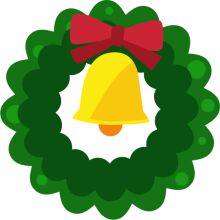 A Festive Christmas Wreath with a Yellow Bell and a Red Bow