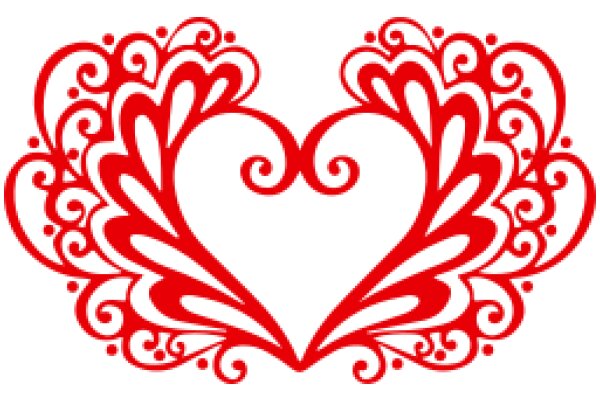 Vibrant Red Heart Design with Intricate Swirl Patterns