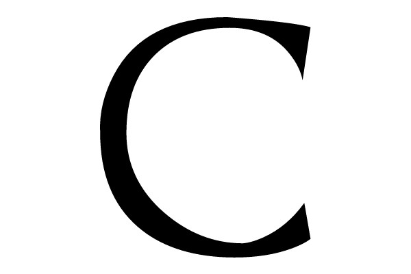 Black Capital Letter 'C' on White Background