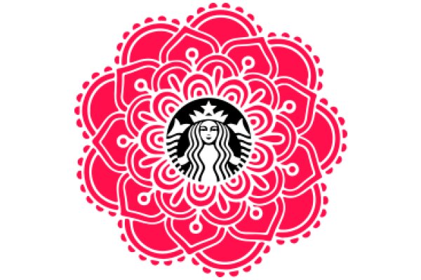 Stylized Starbucks Logo in a Pink Floral Pattern