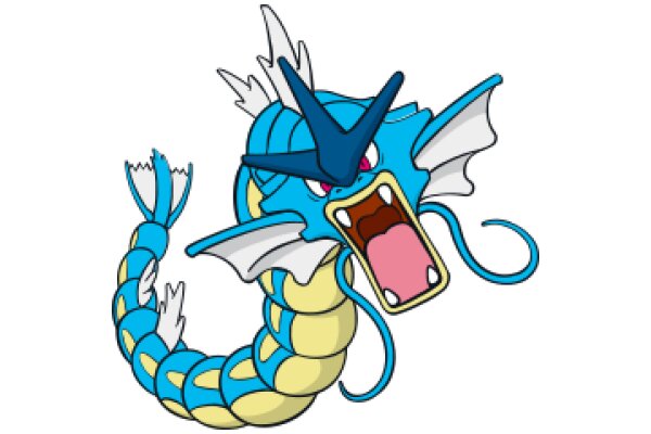 Vividly Illustrated Blue Dragon with a Pink Tongue