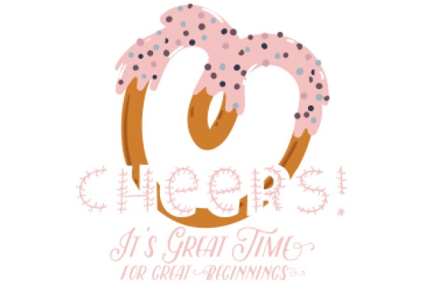 Celebrating Great Times: A Pink and Brown Donut with the Word 'Cheers!'