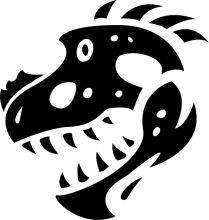 Stylized Black and White Illustration of a Dinosaur
