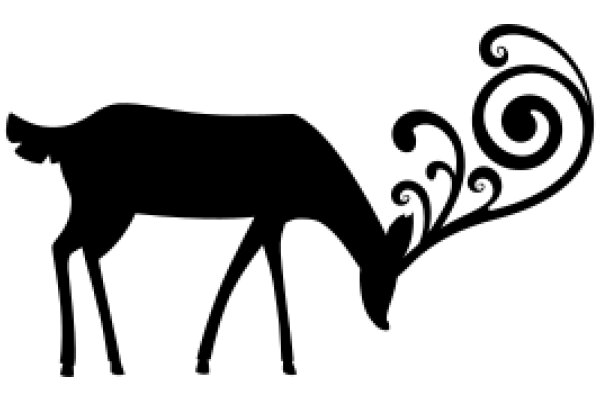 A Silhouette of a Deer with a Swirling Tail