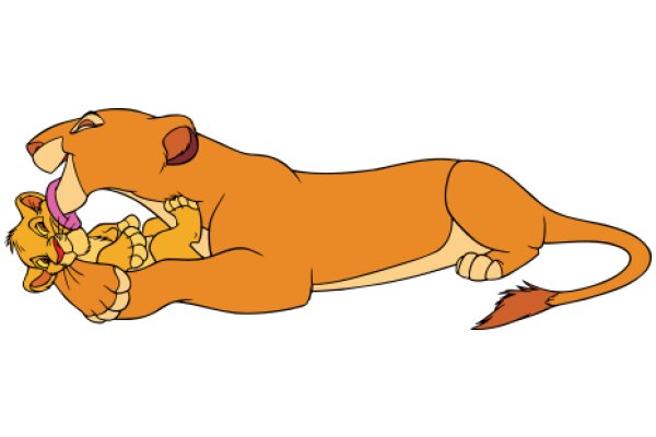 A Playful Moment: A Lioness and Her Cub
