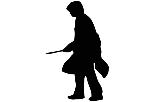 Silhouette of a Person with a Bag