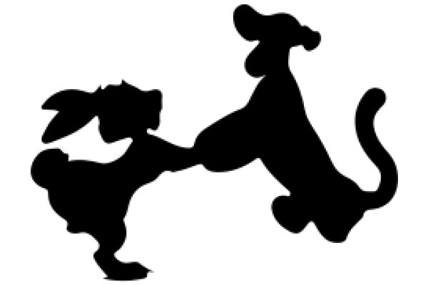 A Silhouette of a Playful Cat and Rabbit Interaction