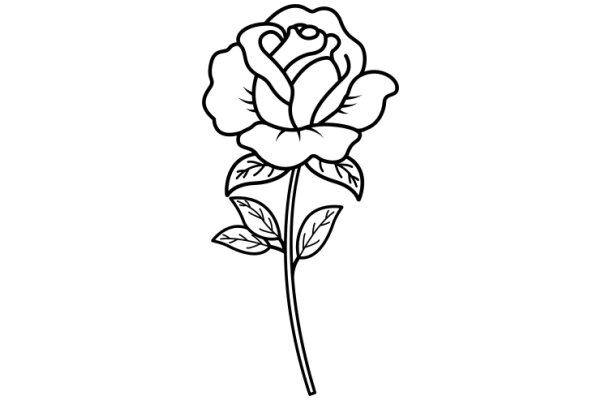 A Simple Line Drawing of a Rose