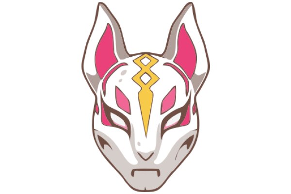Stylized Mask with Pink and Yellow Designs