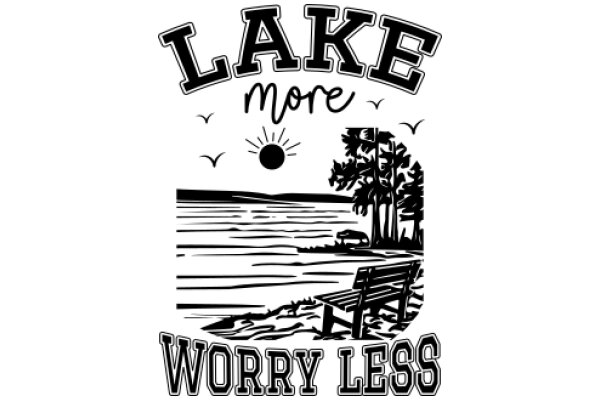 Worry Less, Lake More: A Calming Lake Scene with a Bench and a Sunset