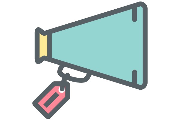 A Playful Illustration of a Tag and a Megaphone