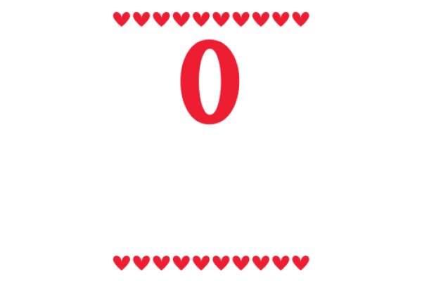A Simple, Red O on a White Background with Red Hearts as Border