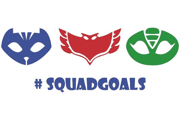 Three Stylized Animal Logos with the Hashtag #SquadGoals