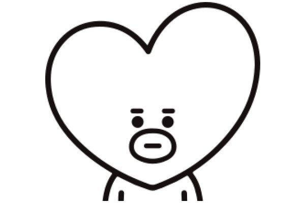 Simplistic Line Drawing of a Heart-Shaped Character with a Nose and Eyes