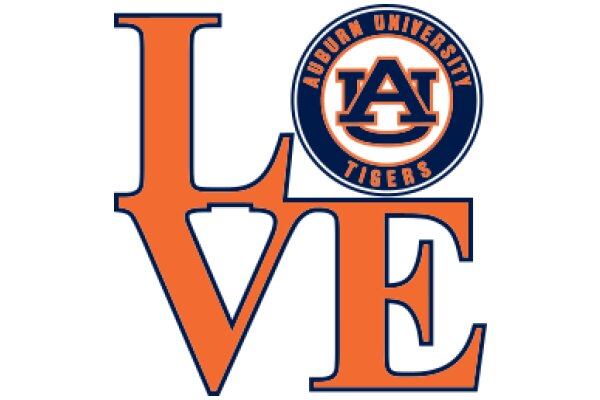 Auburn University Tiger Logo with the Word 'Love' in Orange