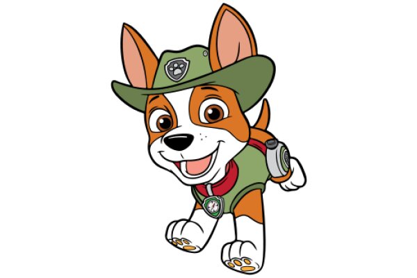 A Cute Cartoon Dog in a Police Hat and Uniform, Ready for Action!