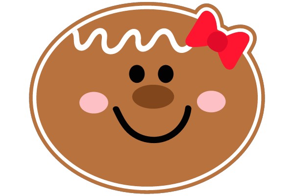 Gingerbread Face with Red Bow