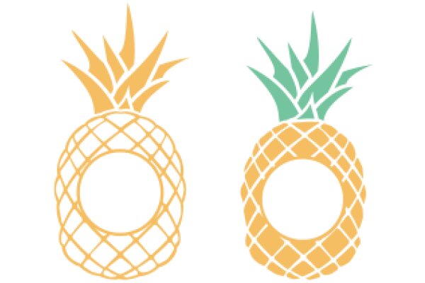 Two Stylized Pineapples with Different Designs