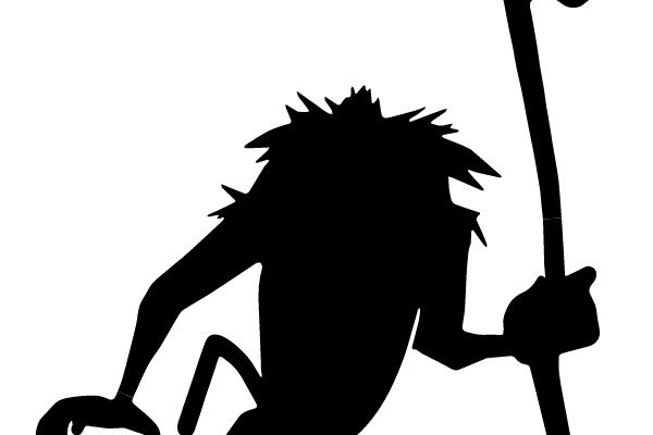 Silhouette of a Human with a Staff