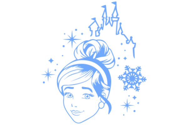 A Whimsical Illustration of a Girl with a Braid and a Castle in the Background