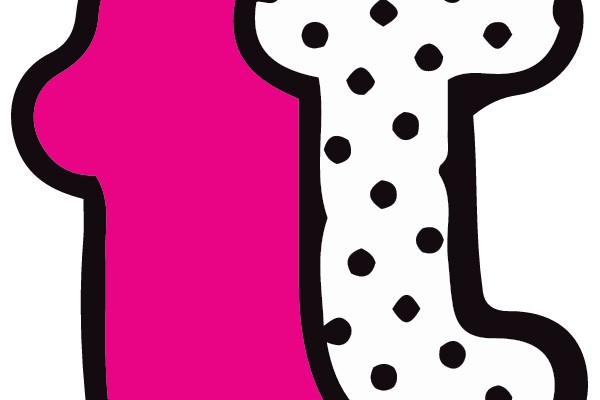 Bold Polka Dot and Pink Letter 'T'