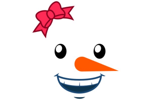 A Whimsical Smile: A Cartoon Character with a Pink Bow and an Orange Nose
