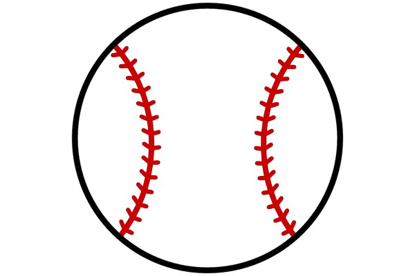 Classic Baseball Design: Red Stitching on a White Ball