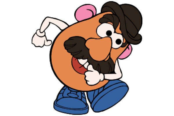A Playful Cartoon of a Character with a Hat and a Shoe, Holding a Heart-shaped Object.