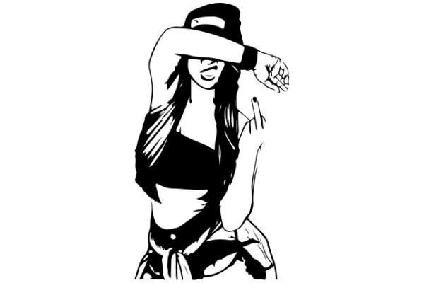 A Silhouette of a Woman with a Hand on Her Face, Set Against a White Background