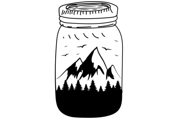 A Jar of Mountain Scenery: A Whimsical Illustration of a Landscape in a Jar