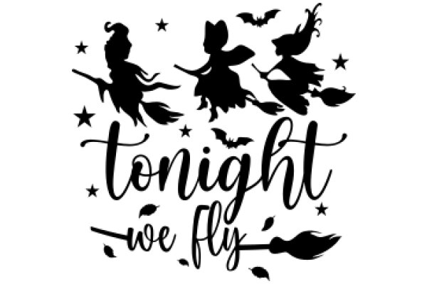 Enchanted Night: A Silhouette of Witches and Bats, Celebrating Halloween with a Touch of Magic