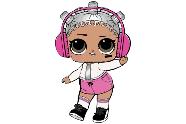 Pink Headphones and Pink Shorts: A Stylish Pixel Art Character