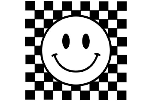 Emotional Iconography: A Smiling Face Amidst Checkered Patterns