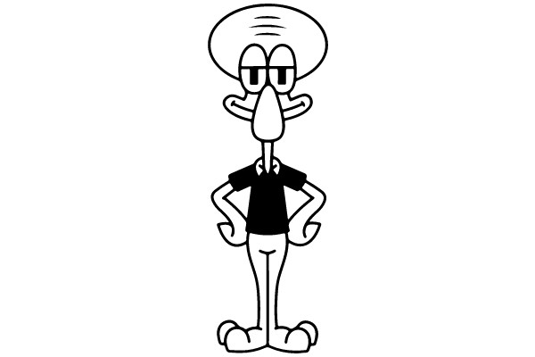 Confident Cartoon Character in Striped Hat