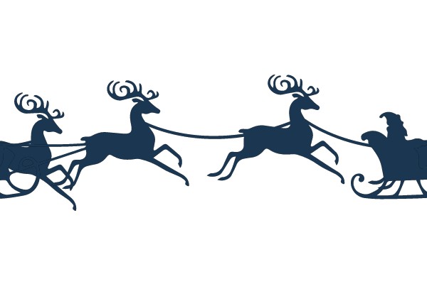 Silhouette of Santa Claus and Reindeer