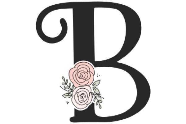 Stylized Letter B with Pink Roses