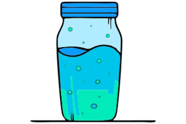 A Blue Jar of Water on a White Background