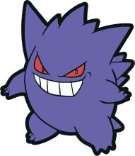 Vibrant Purple Pokémon with Red Eyes and Spikes, Smiling and Ready for Battle