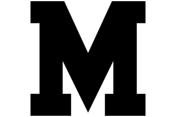 Stylized Black Letter 'M' on a White Background