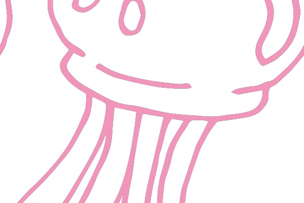 Pink Line Drawing of a Jellyfish